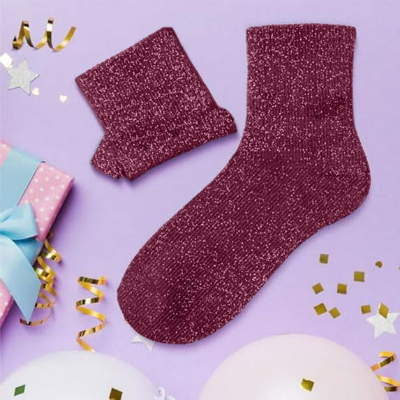 Women's Novelty Glitter Slouch Socks 2026 Cute Trendy Comfortable Stretch Casual Mid Calf Socks