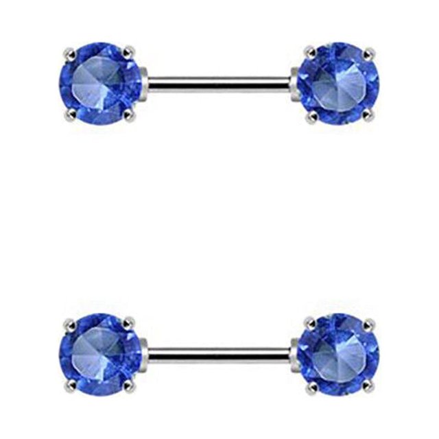 Anneau de Mamelon Barres Acier Chirurgical Face avant Double Rond Gemme 14G Barre 12MM