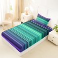 thumbnail image 5 of Castle Fairy Hippie Horizontal Stripe Twin Sheets 3pcs,Boho Thin Line Bedding,Violet Teal Mint,1 Flat Sheet, 1 Fitted Sheet and 1 Pillowcase, 5 of 7