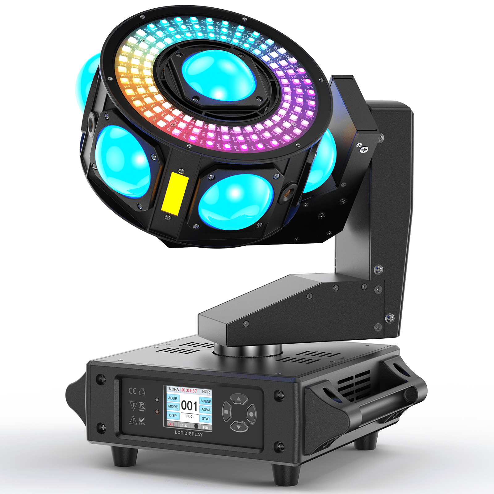 Moving Head Beam Light 200W 108 LEDs RGBW 540°Rotation DJ Light DMX 512 19/25CH with Sound Activated ,Stage Light for Disco Wedding Parties Live Show Bar