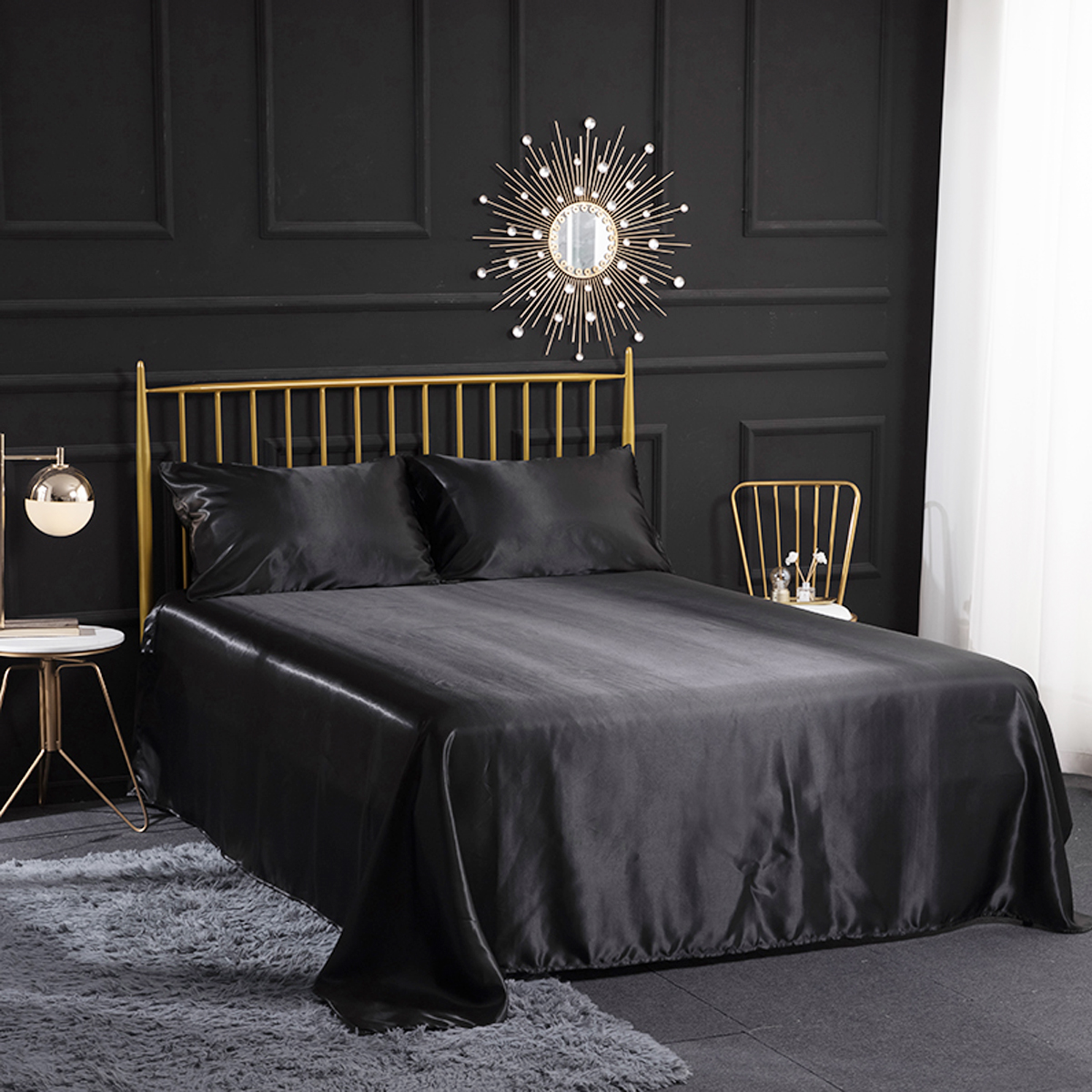 black bed sheets