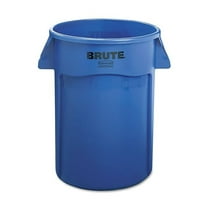 264360BE Brute Vented Trash Receptacle, Round, 44 gal, Blue