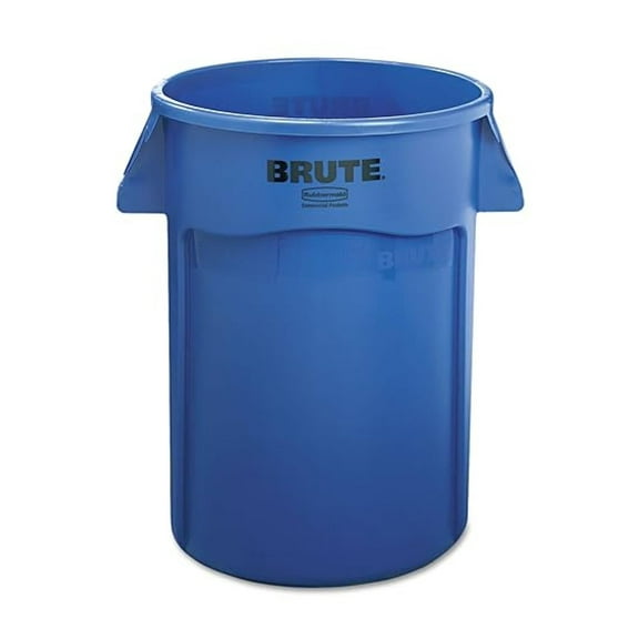 264360BE Brute Vented Trash Receptacle, Round, 44 gal, Blue