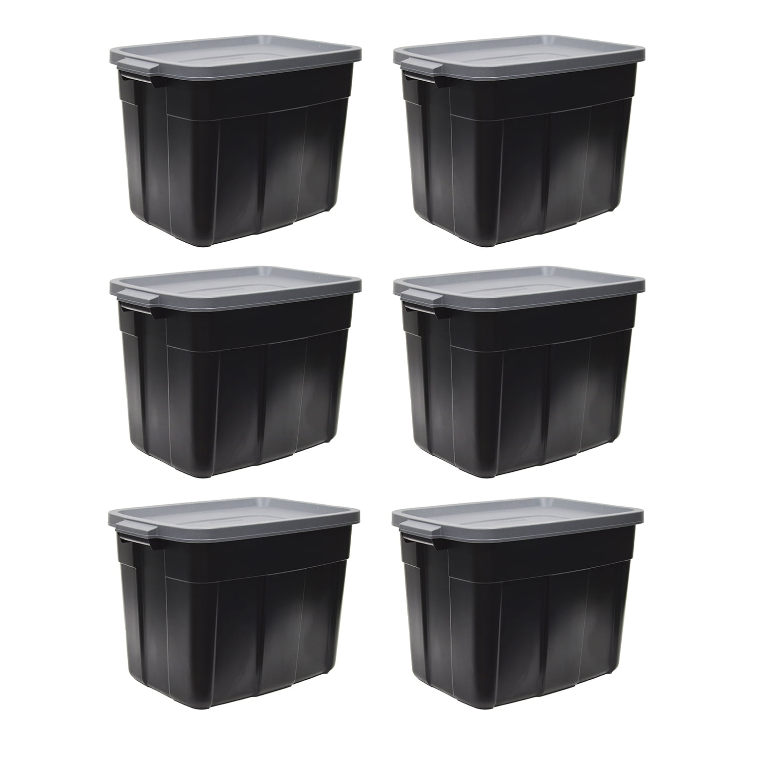 Rubbermaid Roughneck Tote 18 Gallon Storage Bin Container, Black (6