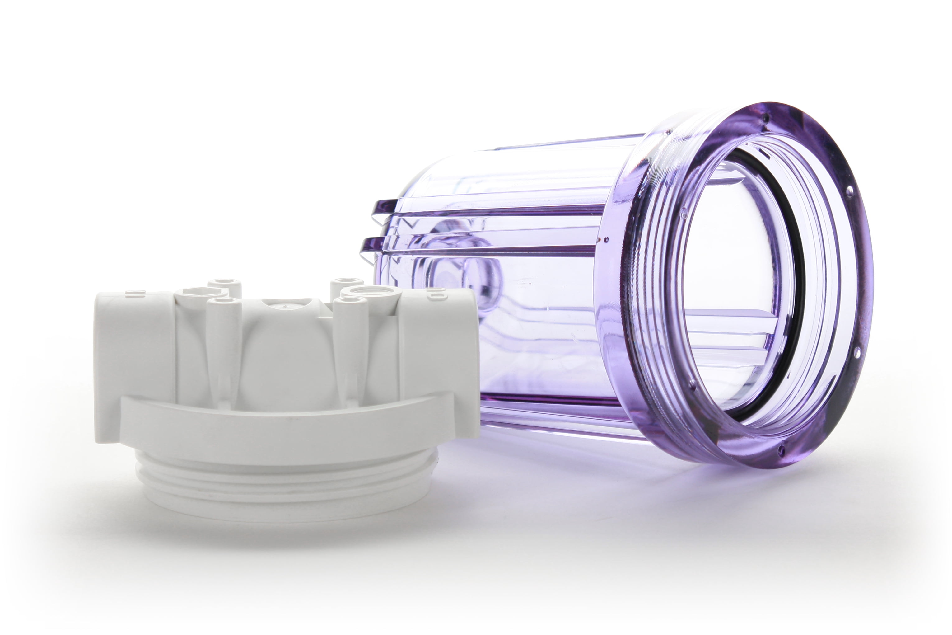 Hydronix HF3-5CLWH14, 5" Clear Housing with White Rib Cap For RO & Filtration Systems, 1/4" Ports