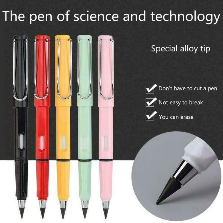 NOGIS 6 PCS Inkless Pen 6 PCS Replaceable Nibs, Inkless Pen, Pencil with  Eraser Can Replace Up To 100 Pencils Everlasting Pencil With Eraser,  Inkless