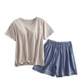 thumbnail image 1 of Ensembles pour Femmes en Liquidation, Ensemble Estival Décontracté de Shorts pour Femmes, Ensemble Décontracté Ample pour Femmes avec Coussinet de Poitrine, Col Rond, Manches Courtes, Shorts, 1 of 5