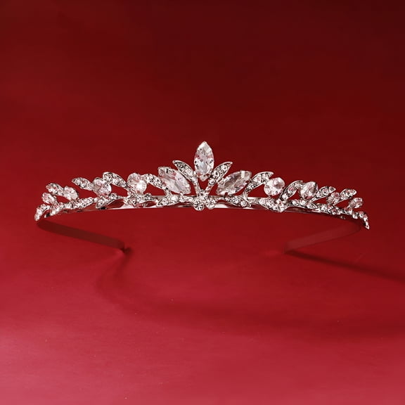 DESIGNICE 1Pcs Silver Tiara Crown Zircon Rhinestone Alloy Elegant Headwear for Women and Girls Birthday Party Parties