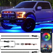 KERISTE 4Pcs Dream Color Rgb Underglow Led Kit Car Neon Strip Light App
