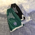thumbnail image 5 of Pantalones cortos con letras bordadas de estilo hip hop de estilo americano para hombre, pantalones cortos deportivos de baloncesto con abertura en color de contraste, rectos y finos de, 5 of 5