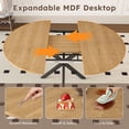 thumbnail image 5 of AENKYO 42"-58" Expandable Round Dining Table, Natural Wood Color Top & Black X-Base Pedestal, Seats 4-6, 5 of 8