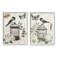 thumbnail image 4 of Stupell Industries Vintage Perched Bird Cage Butterfly Timeless Cursive Graphic Art White Framed Art Print Wall Art, Set of 2, Design by Nan, 4 of 5