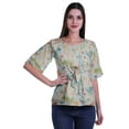 thumbnail image 2 of Moomaya Printed Round Neck Top For Women Elbow Sleeve Blouse Tunic Formal Wear, 2 of 6