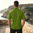 thumbnail image 7 of Men's Solid Short Sleeve Stand Collar Half Zip Outdoor Casual Sports Top Shirt Moisture Wicking Quick Dry UPF 50 Sun Protection Breathable Travel Gym Hiking Polo | JASKFLY,Green S, 7 of 7