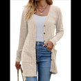 thumbnail image 3 of Cárdigan de Punto Suave para Mujer, Moda Otoño 2025, Abrigo de Larga Abierto con Bolsillos. Albaricoque XXL, 3 of 9