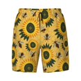 thumbnail image 4 of Lsque Mens Swim Trunks Bees and Sunflowers Pattern - Bathing Suit Compression Liner - Beach Swim Shorts Swimwear - (S-3XL) - Stretch Quick Dry -X-Large, 4 of 9
