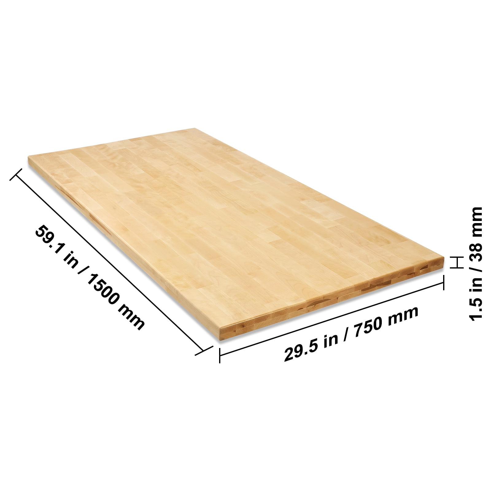 VEVOR Wood Table Top,Holds up to 330 lb, 59.1" x 29.5" x 1.5" Rectangular Countertop for Height Adjustable Electric Standing Desk Frame, Universal Solid One-Piece Maple Desktop for Office&Home Desk