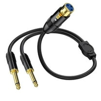 XLR Female to Dual 1/4 Inch Y Splitter Cable Female XLR to Double 6.35mm Mono Plug Mic Audio Conver