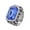 Blue, variant on Men's Stainless Steel Vintage Cool Punk Square Cut Stone Texture Special Flower Pattern Carved Gemstone Ring Comfort Fit Blue Size 9