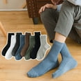 thumbnail image 3 of Soumake 1 Pair Men Cotton Socks Mid-Tube Striped No Odor Solid Color High Elasticity Anti-Slip Breathable Soft Warm Sweat-Absorption Anti-Shrink Business Sports Socks, 3 of 8