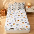 thumbnail image 4 of Homewish Halloween Ghost Zipper Queen Comforter Set with Fitted Sheet and 2 Pillowcases, Witch Hat Pumpkin Zipper Bedding Set, Cream Brown White, Pumpkin Bat Reversible, 4 of 7