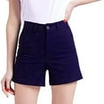 thumbnail image 3 of FAKKDUK Womens Shorts Casual Stretch Twill High Waist Bermuda Shorts with Pockets Loose Fit Comfy Summer Lounge Chino Short Womens Cute Dressy Beach Hot Shorts, XXXL&Navy, 3 of 8