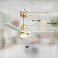 thumbnail image 6 of Sofucor 52" Wood Ceiling Fan with Light and Remote Control, 3 Blades and Reverse Airflow, Brass And Grey, 6 of 12