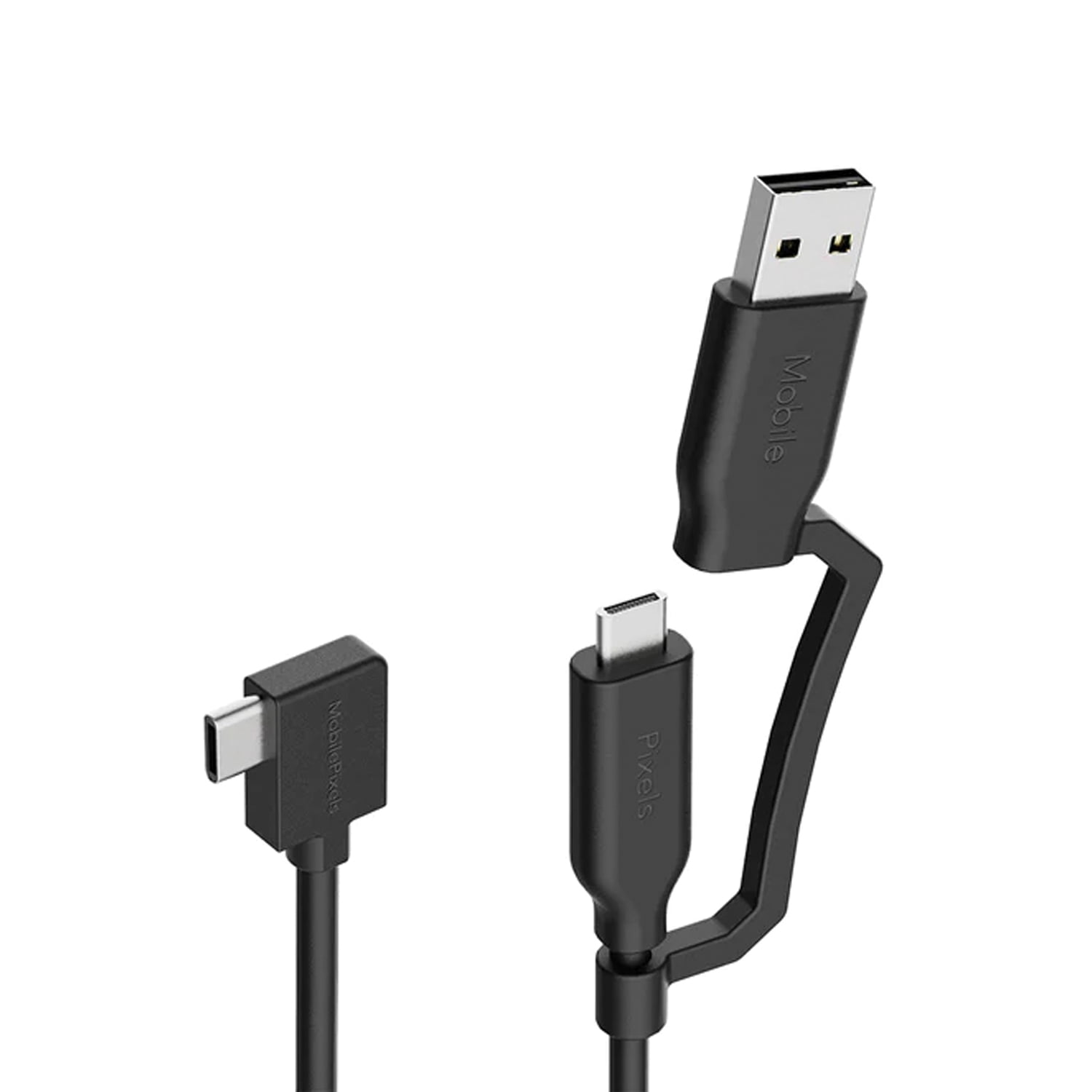 Mobile Pixels 3-Ft. USB-C to USB-C Cable with Type-A Adapter, Black