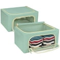 thumbnail image 3 of Sorbus Storage Bins Boxes, Foldable Stackable Container Organizer Set with Large Clear Window & Carry Handles, Bedroom Closet Organization for Bedding, Linen, Clothes (Teal Green), 3 of 6