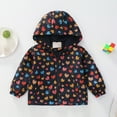 thumbnail image 2 of Yindaity Toddler Boys Girls Hooded Jacket Cartoon Print Zip Lightweight Kids Coats Windbreaker Long Sleeve Casual Outerwear with Pockets(Black,12-18 Months), 2 of 7