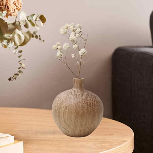 Xihbxyly Jarrón de Madera, Elegante Decoración para El Hogar, Macetero Verde, Símbolo Único Del Feng Shui, con Un Toque Natural, Ideal para Sala de Estar U Oficina, 5 X 4,5 X 4,5 Cm, Color Marrón.