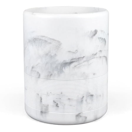 Modern Resin Trash Can Bin, Wastebasket for Bathroom, Kitchen, Office, Home, Marble White