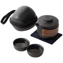 Portable Travel Tea Set, 4 PCS Mini Ceramic Kung Fu Tea Pot & Cups with Carry Case, Compact for Camping Office Outdoor
