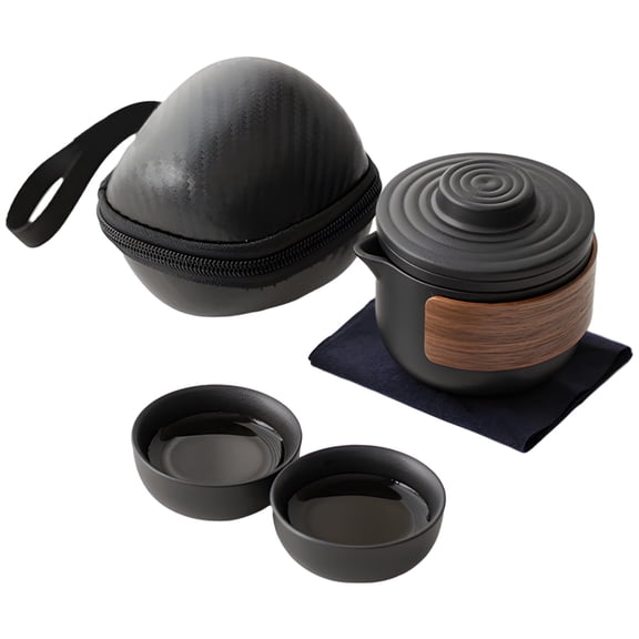 Portable Travel Tea Set, 4 PCS Mini Ceramic Kung Fu Tea Pot & Cups with Carry Case, Compact for Camping Office Outdoor