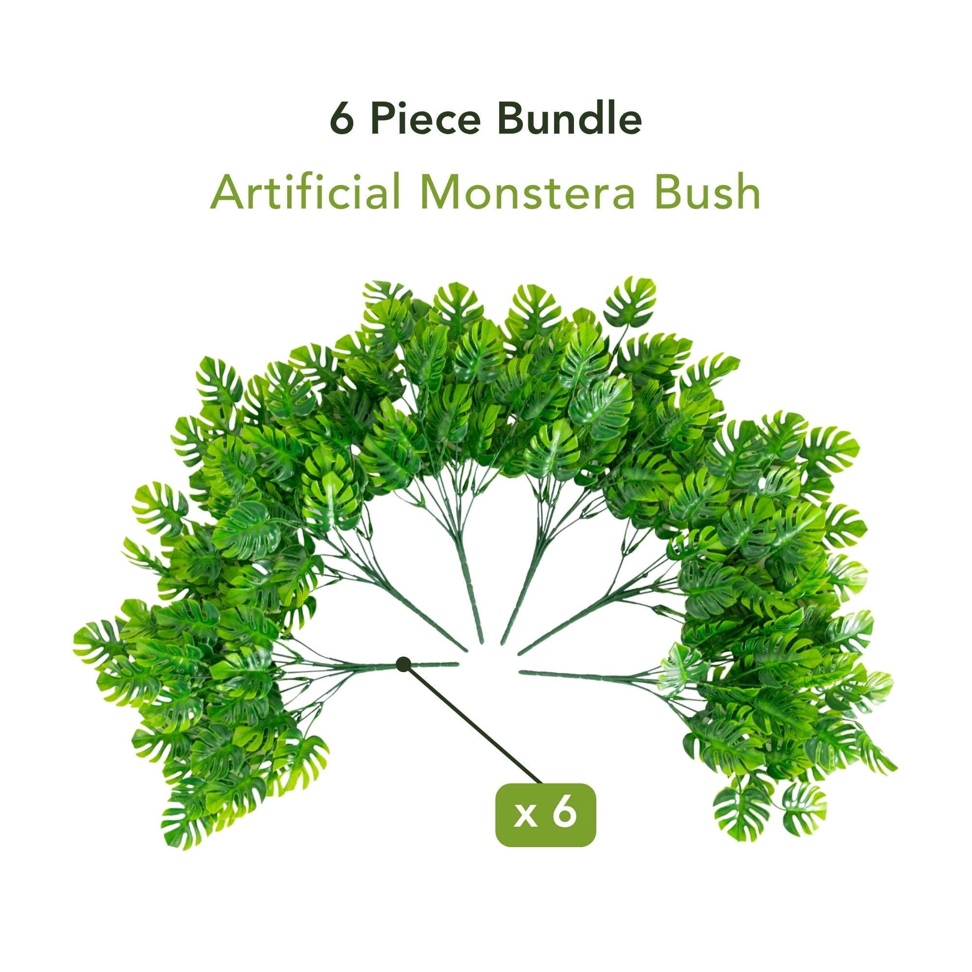 13in. Artificial Mini Monstera Bush - Set of 6