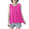 thumbnail image 6 of Asxite Tank Tops for Women Plus Size Sleeveless Solid Color Round Neck Pleated Wide Strap Casual Blouse, 6 of 7