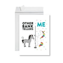 Koyal Wholesale Funny All Occasion Jumbo Card, Horse Unicorn, Blank Greeting Card with Envelope, Bank Tellers, Set of 1