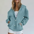 thumbnail image 4 of Women'S Autumn And Winter Button Up Cardigan Solid Color Drawstring Hooded Pocket Sleeve Sweatshirt, 4 of 8
