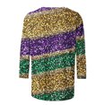 thumbnail image 4 of Penkiiy T-shirt Blouse à Manches 3/4 Col Rond Imprimé Mode Mardi Gras pour Femmes TG Multicolore, 4 of 5