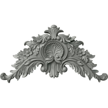 Ekena Millwork 16 1/4"W x 8 3/4"H x 1 5/8"P Small Shell Center with Scrolls