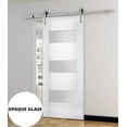 thumbnail image 3 of Modern Barn Door 30 x 96 inches Opaque Glass / Sete 6003 White Silk / Stainless Steel 6.6FT Rail Track Set / Solid Panel Interior Doors, 3 of 4