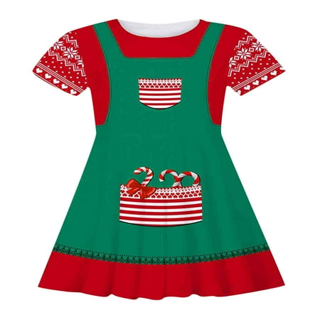

LUOGENLI Girls Skirts with Shorts Size 10-12 Toddler Girls Short Sleeve Christmas Cartoon Deer Prints Striped Dress Princess Dresses Clothes Girls Dress Shoes Size 1 8-9 Years