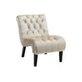thumbnail image 6 of Tcbosik Accent Armless Chair, Upholstered Velvet Living Room Chair with Button Tufted Back, Comfy Lounge Chair for Bedroom, Beige, 6 of 9