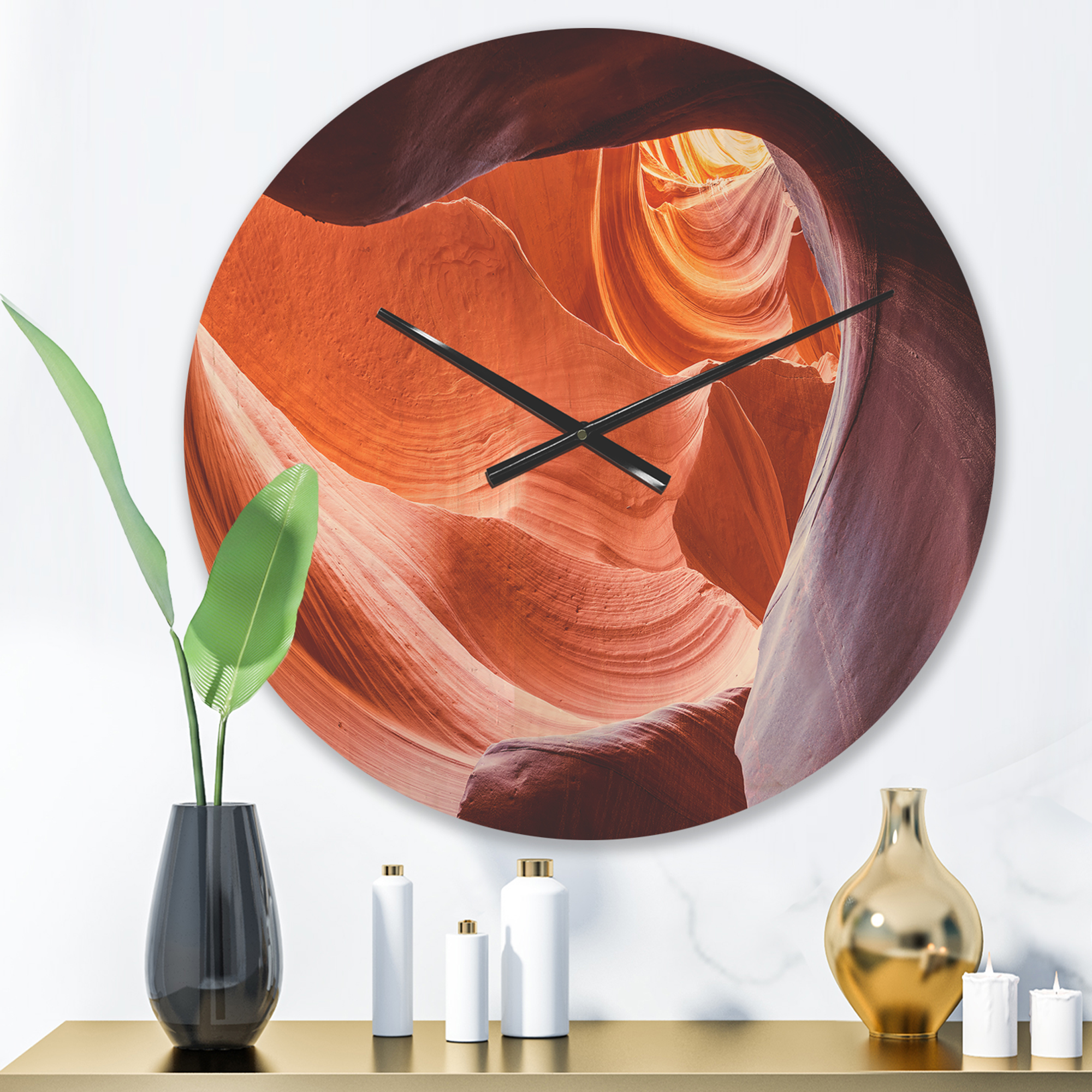 Designart 'Antelope Canyon Inside View Landscape' Modern Wood Wall Clock