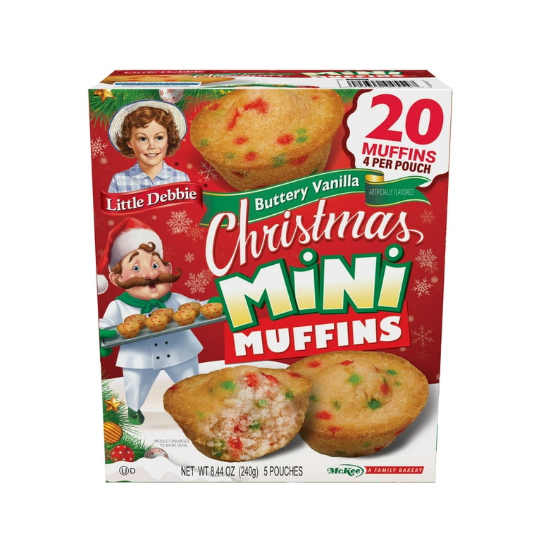 (3 pack) Little Debbie Christmas Buttery Vanilla Mini Muffins, 8.44 oz, 5 Count