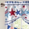 thumbnail image 5 of 4th of Tie Up Valances Curtain, Adjustable Kitchen July Patriotic Independence Day American Flag Star Blue Plaid Valances for Windows Rod Pocket Short Curtains Set for Bedroom/Bathroom, 42"x12", 5 of 9