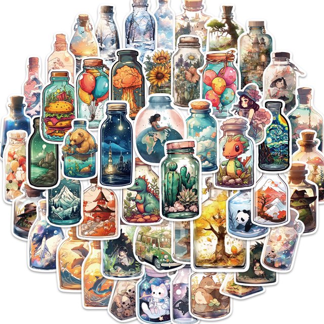 Pegatinas de vinilo de anime impermeables, 50 unidades por lote, para botellas