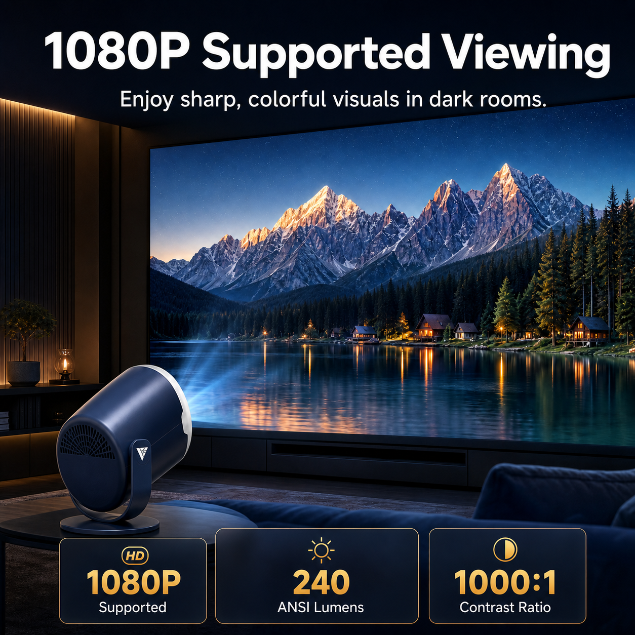 Vamvo Mini Projector WiFi Bluetooth 240° Rotating photo 6