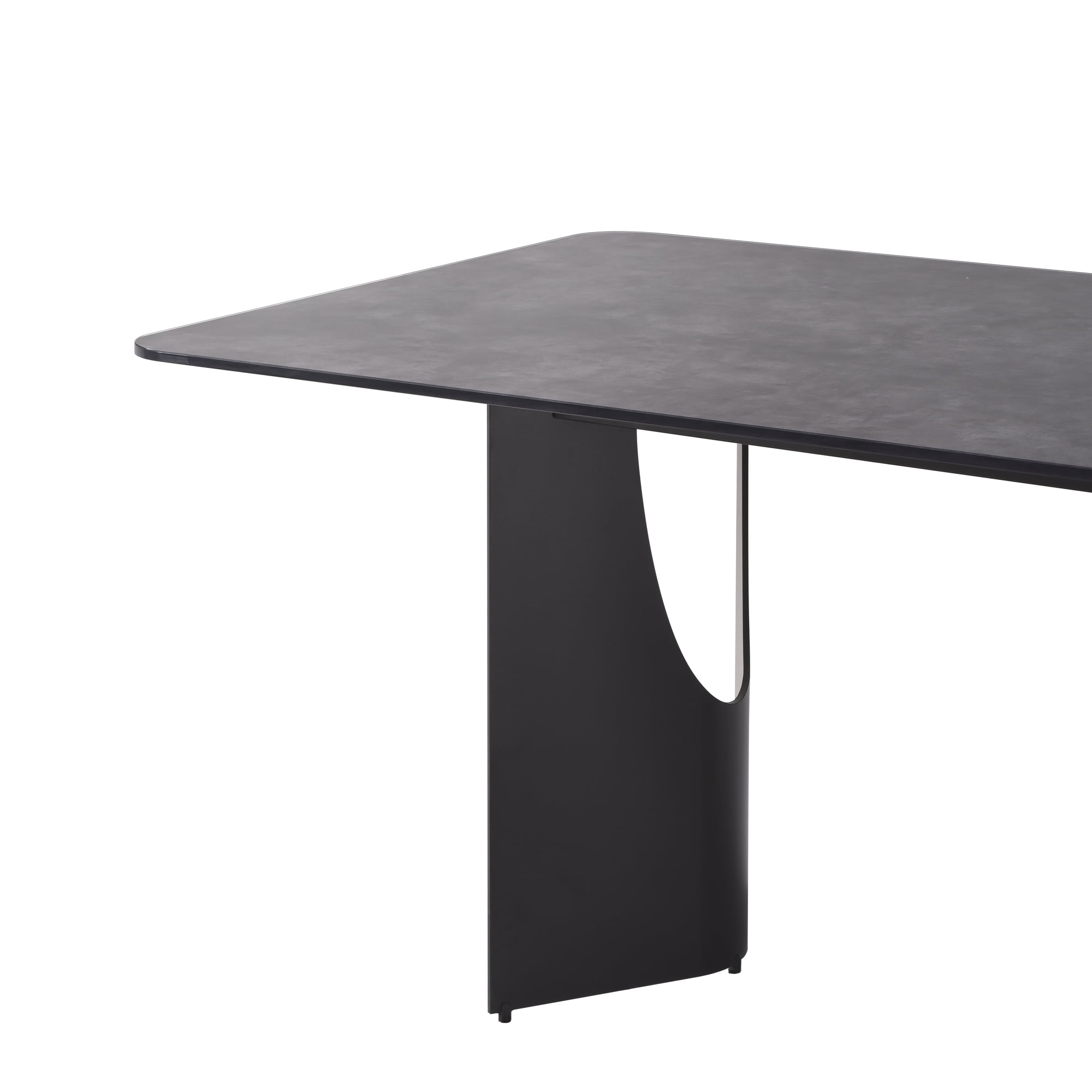 Zoey Modern Contemporary 79 in. Rectangular Dining Table with Gray Tempered Glass Table Top - Seats up to 6