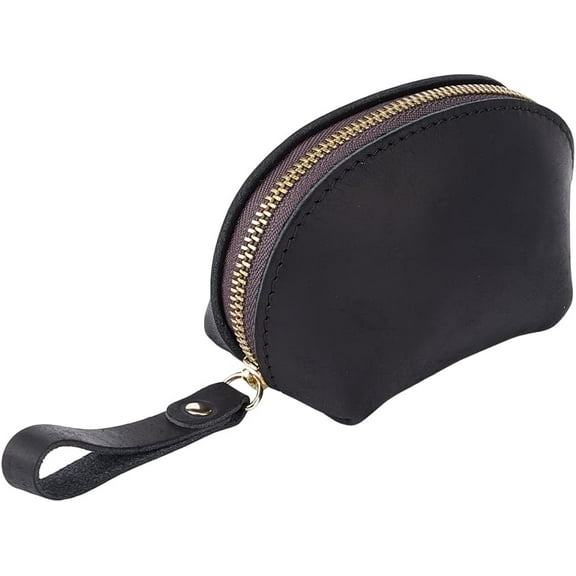 1pc Leather Credit Card Wallets for Women Men Coin Purse with Zipper Black 7x11x5.55cm